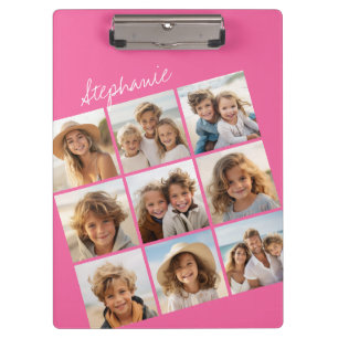 Porte-bloc 9 Collage de photos - Grille moderne sur fond rose