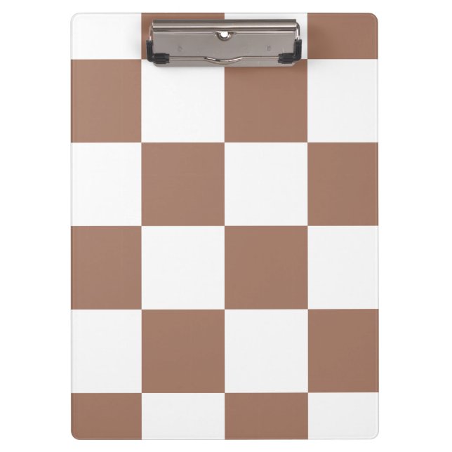 Porte-bloc à damiers Motif en Blanc et Mocha Mousse (Devant)