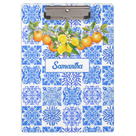 Porte-bloc Acitrus bleu sicilien jaune azulejo méditerranéen