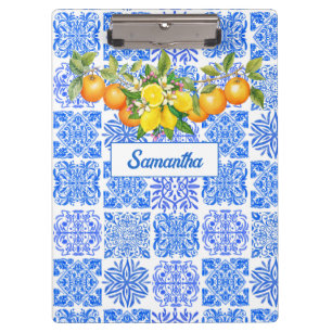 Porte-bloc Acitrus bleu sicilien jaune azulejo méditerranéen