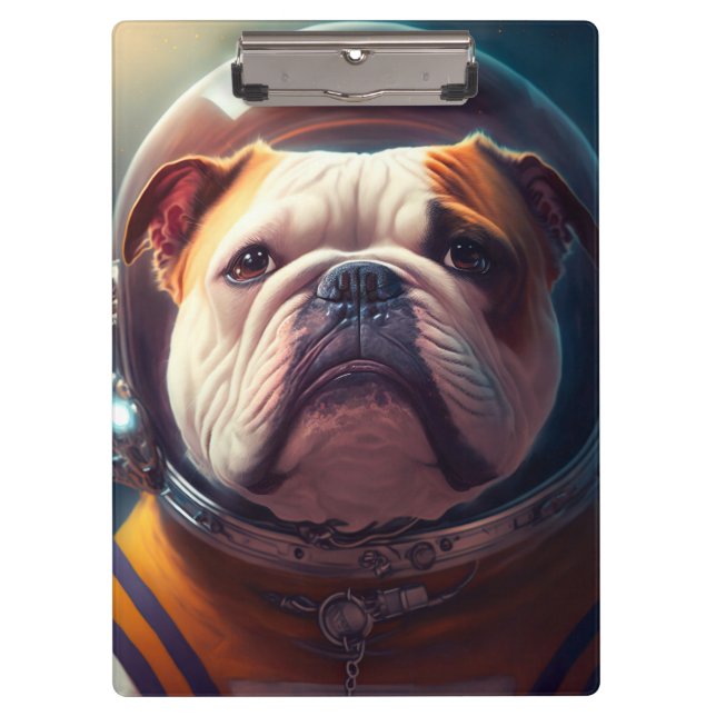Porte-bloc Adorable astronaute de Bulldog (Devant)