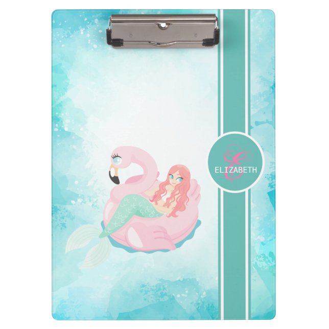 Porte-bloc Adorable Mignonne Sirène, Monogramme De Mer (Devant)