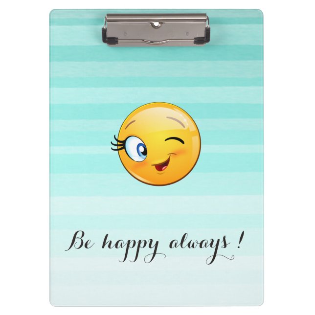 Porte-bloc Adorable Winking Emoji Face-Be heureux toujours (Devant)