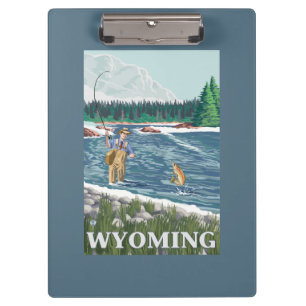 Porte-bloc Affiche de voyage de FishermanWyomingVintage de