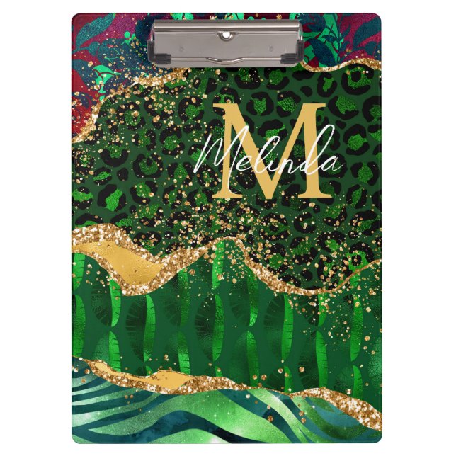 Porte-bloc Agate Poster de animal Safari vert (Devant)