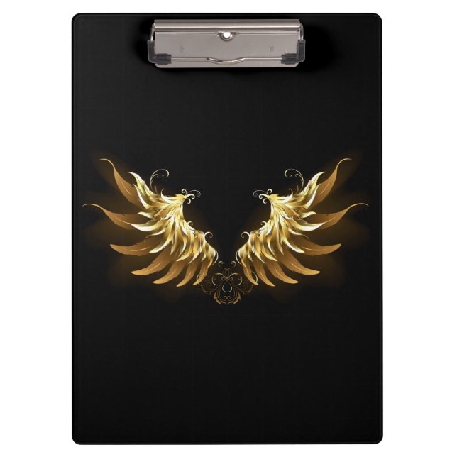 Porte-bloc Ailes d'Ange d'or sur arrière - plan noir (Devant)