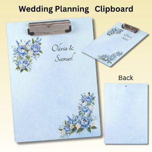 Porte-bloc Ajouter des noms Etc Peony bleu sur Mariage bleu
