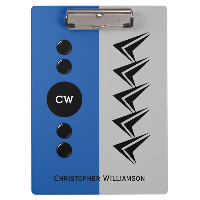 Porte-bloc Ajouter le nom des initiales gris et bleu (Devant)