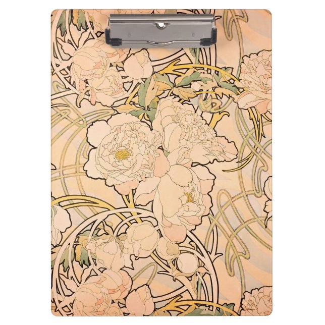 Porte-bloc Alfonse Mucha Art Nouveau Peonies (Devant)