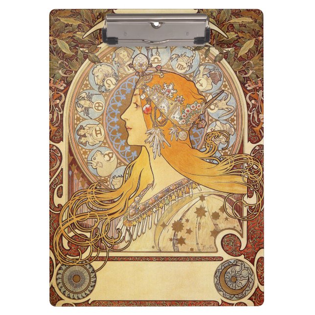 Porte-bloc Alfonse Mucha Zodiac Art nouveau femme (Devant)