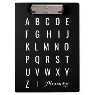 Porte-bloc Alphabet noir et blanc moderne et élégant