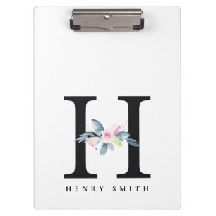 PORTE-BLOC ALPHABÈTES FLORAUX BLEUS DOUX NOM LETTRE H