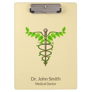 Porte-bloc Alternative Médicale Caduceus Vert Feuilles Beige