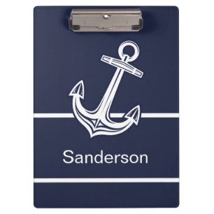 Porte-bloc Ancre marine personnalisée Océan bleu marine