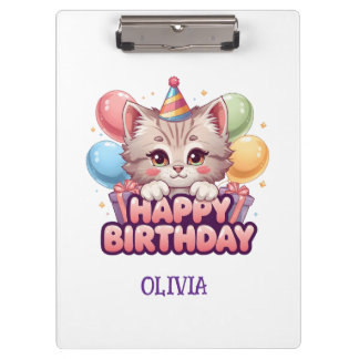 Porte-bloc Anniversaire de chat mignon personnalisé pour fill