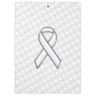 Porte-bloc Applique blanc de conscience de ruban sur le