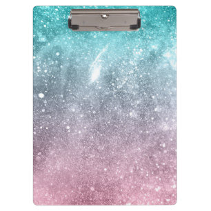 Porte-bloc Aqua blue Pink ombre mer galaxie abstraite
