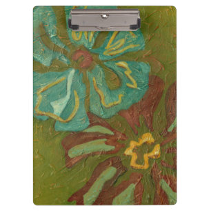 Porte-bloc Aqua et fleurs oranges brûlées sur l'arrière -