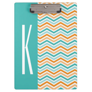 Porte-bloc Aqua Green & Orange Chevron Stripes