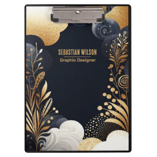 Porte-bloc Aquarelle Abstraite personnalisée en or noir marin