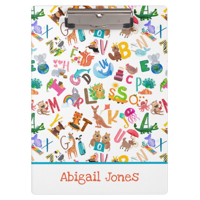 Porte-bloc Aquarelle Alphabet animal adorable Personnalisé (Devant)