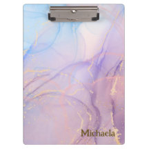 Aquarelle bleu rose or