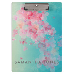 Porte-bloc Aquarelle bleue Peint rose pastel Fleurs