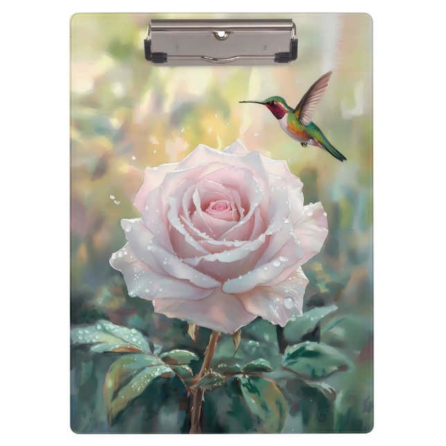 Porte-bloc Aquarelle Colibri et rose (Devant)