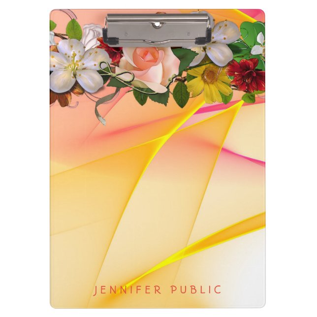 Porte-bloc Aquarelle colorée Modèle Florale rose Jaune (Devant)