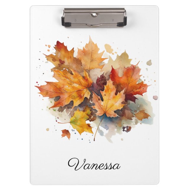 Porte-bloc Aquarelle de l'érable d'automne, personnalisée (Devant)