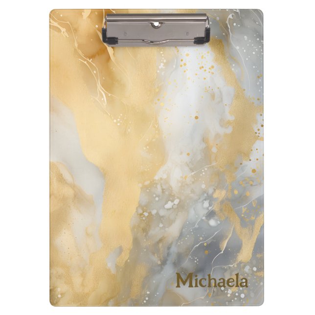 Porte-bloc Aquarelle en or marbrée (Devant)