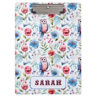 Porte-bloc Aquarelle Florale Chouette Motif sans couture