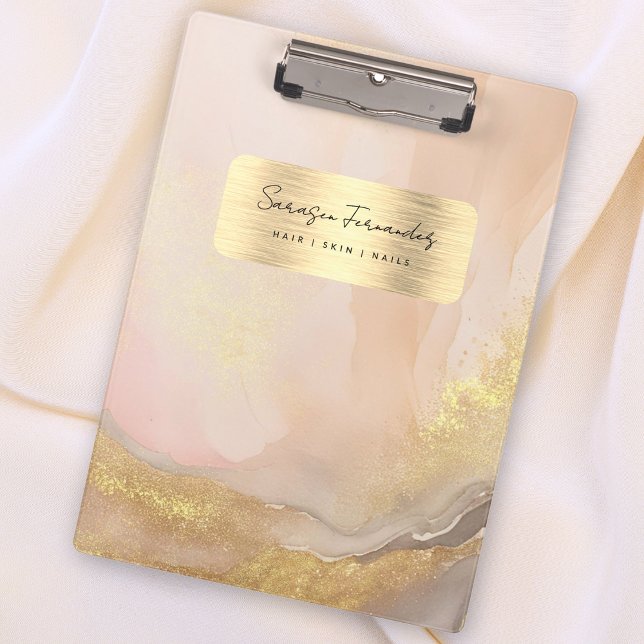 Porte-bloc Aquarelle Girl Monogramme Faux Gold Foil Rose (Créateur téléchargé)
