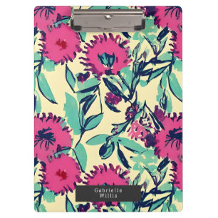 Porte-bloc Aquarelle inspirée rose + vert Botanique Floral