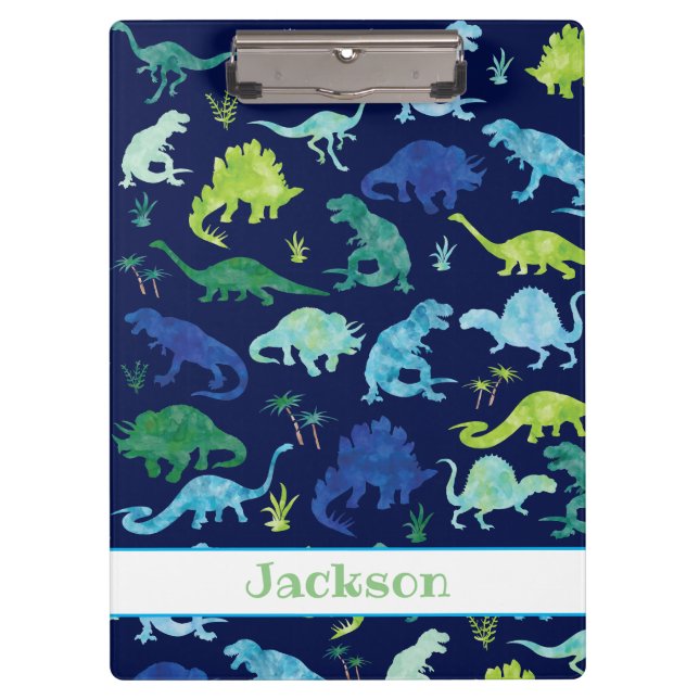 Porte-bloc Aquarelle personnalisée pour les enfants Dinosaur  (Devant)