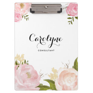 Porte-bloc Aquarelle rose romantique pivoines florales