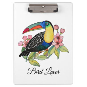 Porte-bloc Aquarelle Toucan Bird Avec Fleurs