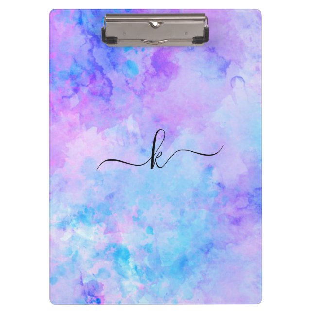 Porte-bloc Aquarelle violette et turquoise (Devant)