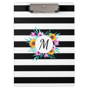 Porte-bloc Aquarelles modernes Floral Design Monogramme