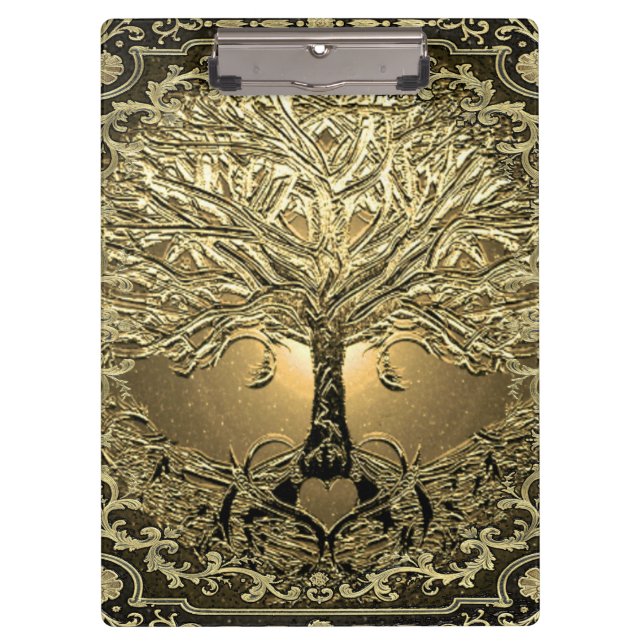 Porte-bloc Arbre d'or de la vie Ancien Rustique  (Devant)