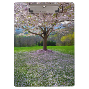 Porte-bloc Arbre fleuri rose cerisier avec bois