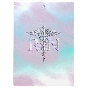 Porte-bloc Argent comme RN Caduceus Médicale Mère Pearl