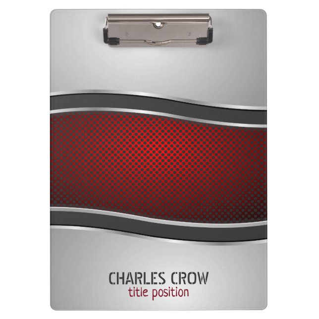 Porte-bloc Argent Et Métal Rouge Avec Points (Devant)