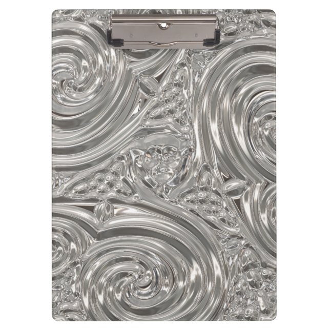 Porte-bloc Argent look élégant victorien art nouveau gris (Devant)