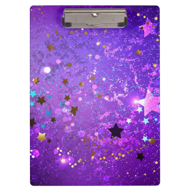 Porte-bloc Arrière - plan de feuille violet avec étoiles (Devant)