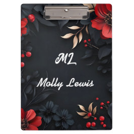 Porte-bloc Arrière - plan noir à la décoration florale