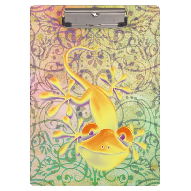Porte-bloc ART antique Motif ornemental + Gecko souriant (Devant)