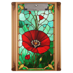 Porte-bloc Art de verre coloré Fleur Rouge Vivant