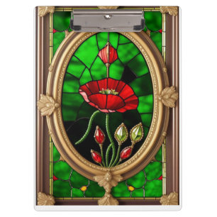 Porte-bloc Art de verre teinté Fleur Rouge Vivant