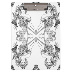 Porte-bloc Art nouveau Alphonse Mucha femme fleurs